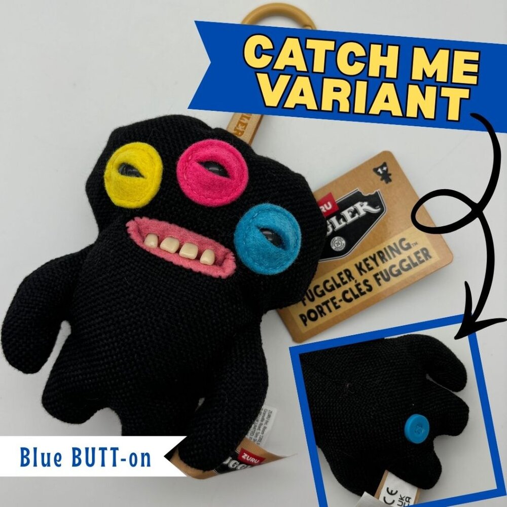 CATCH ME Fuggler ANNOYED ALIEN 5" Collectible Plush Clip *Blue Button Variant*